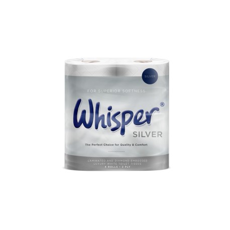 Whisper Silver 2Ply White Toilet Rolls 210 sheets